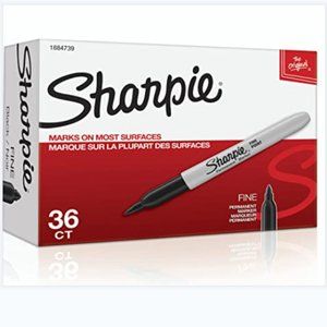 Sharpie Permanent Markers, Fine Point, Black, 36 Count-Brand New, Sealed
